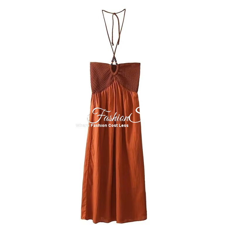 Orange Satin Cocktail Dress
