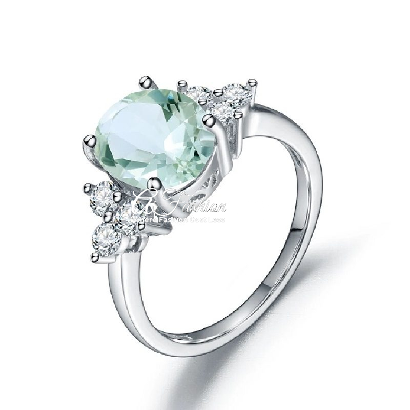 Radiant Bridal Style: 2.6ct Green Amethyst Stone Ring