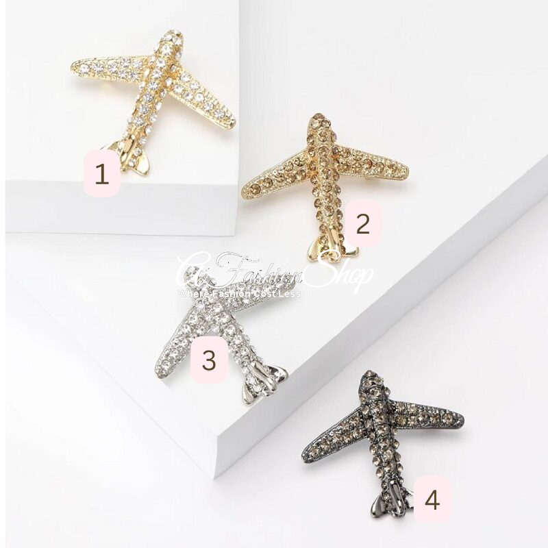 Pin Your Style Airplane Brooch Crystal