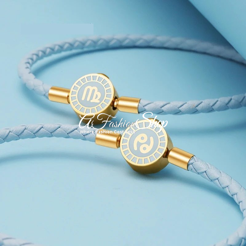 Leather Bracelet by Zodiac Color Sky Blue