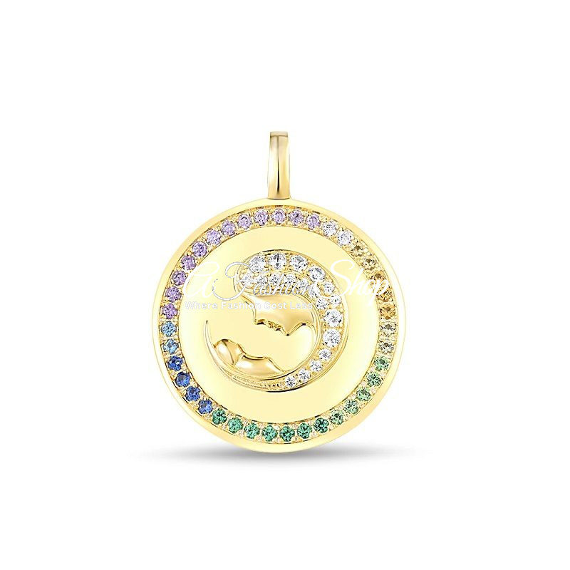 Crystal For Mother Round Gold Pendant