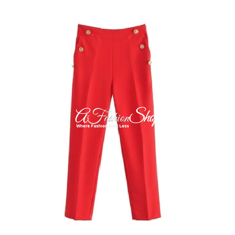 Catalina Medallion Gold Button Casual Pant