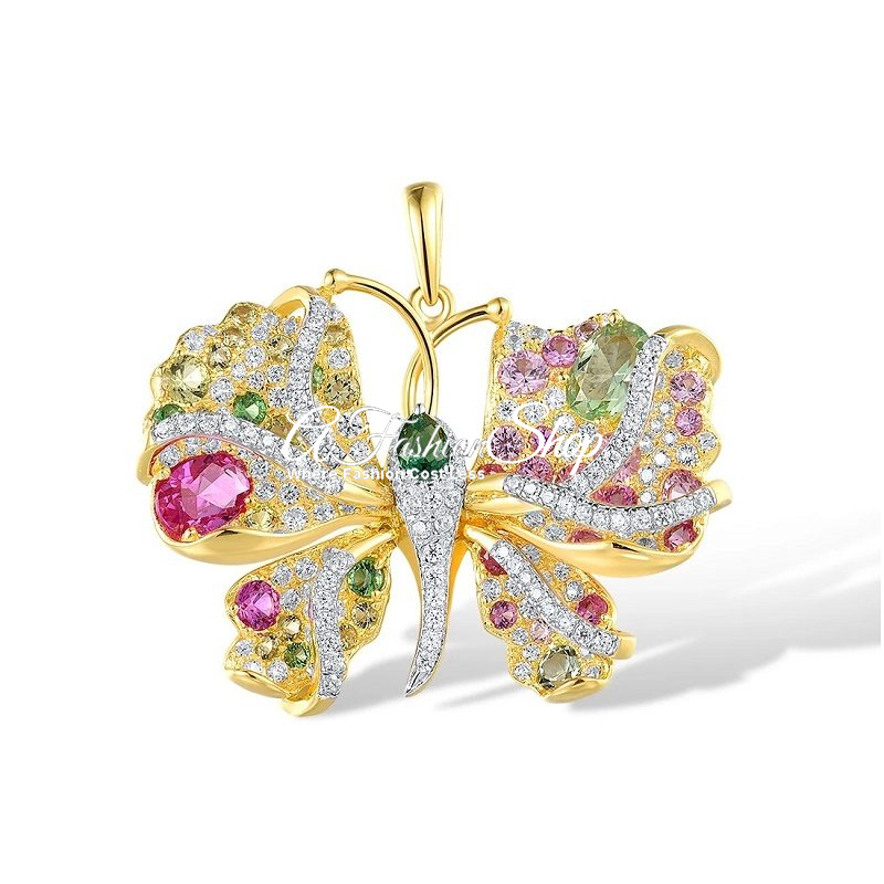 Colorful Gemstone Butterfly Pendant ONLY