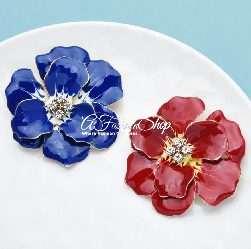 Rose N’ Hibiscus Handmade Brooch