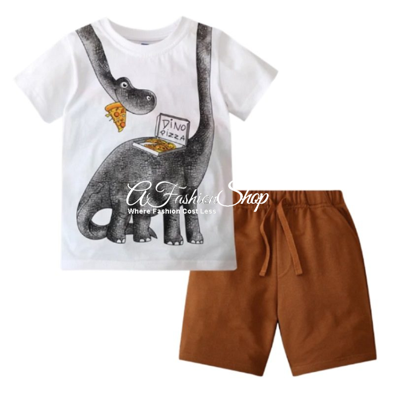 Boy’s Set Tee & Shorts Dino Pizza