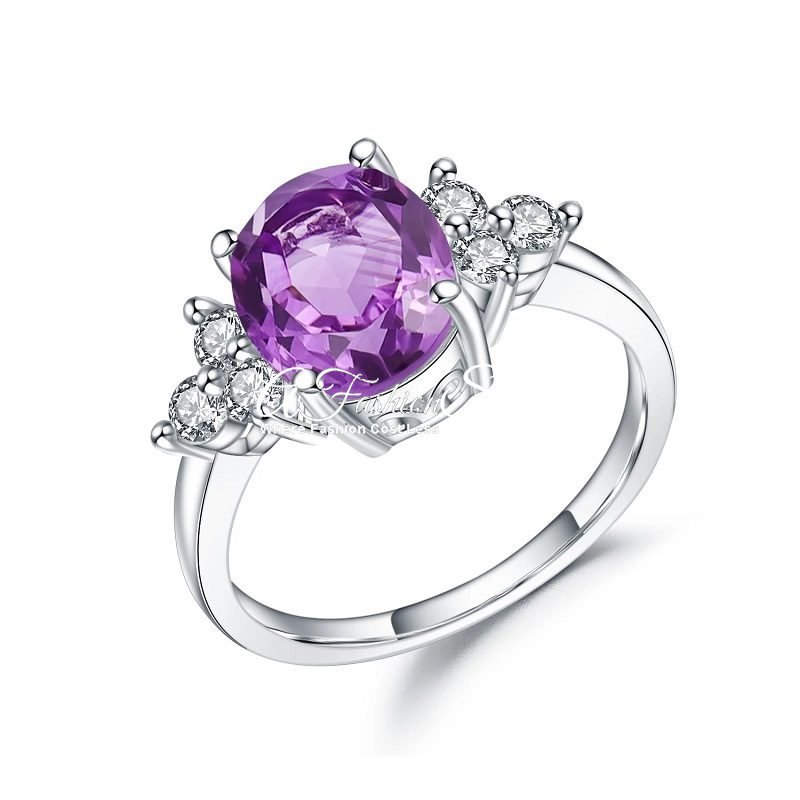 Radiant Bridal Style: 2.6ct Amethyst Oval Cut Ring