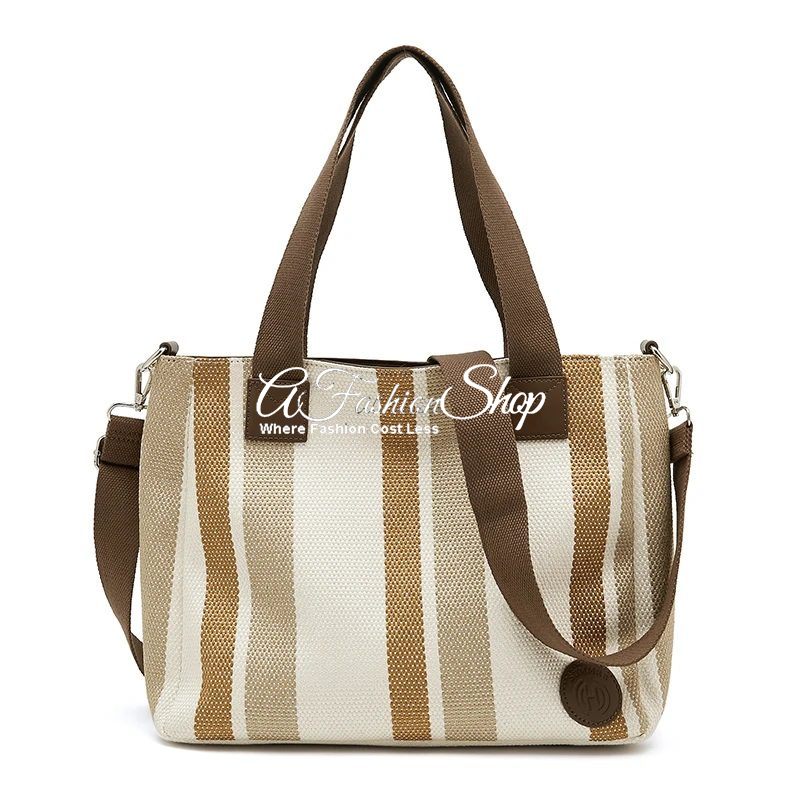 Medium V-Stripe Pattern Carryall Shoulder Bag
