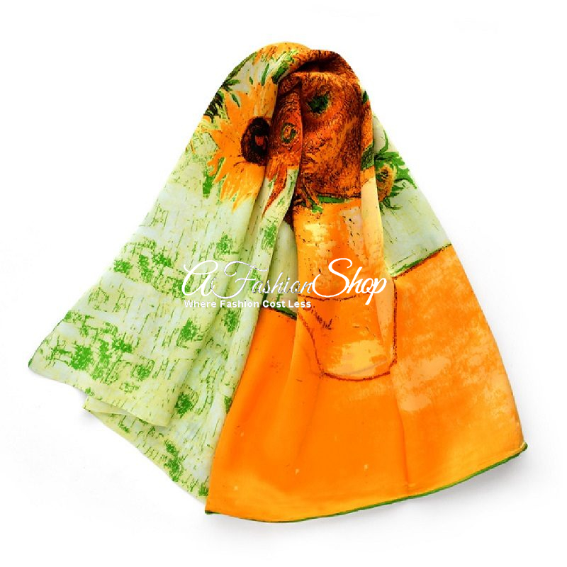 Van Gough Inspired Sunflower Floral Shawl