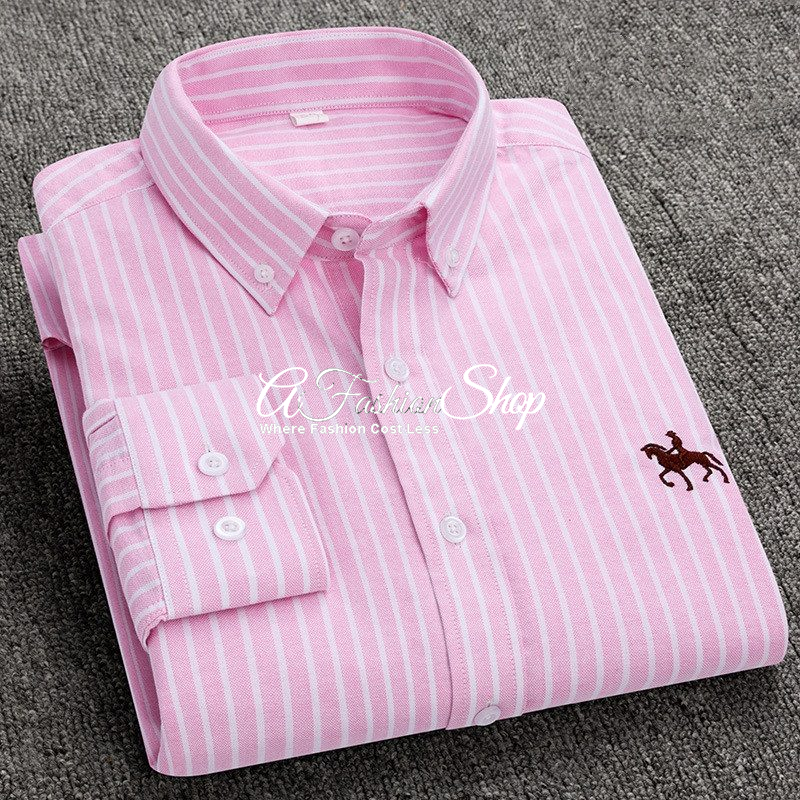 Men’s Dress Shirt Polo Equestrian Striped Pattern
