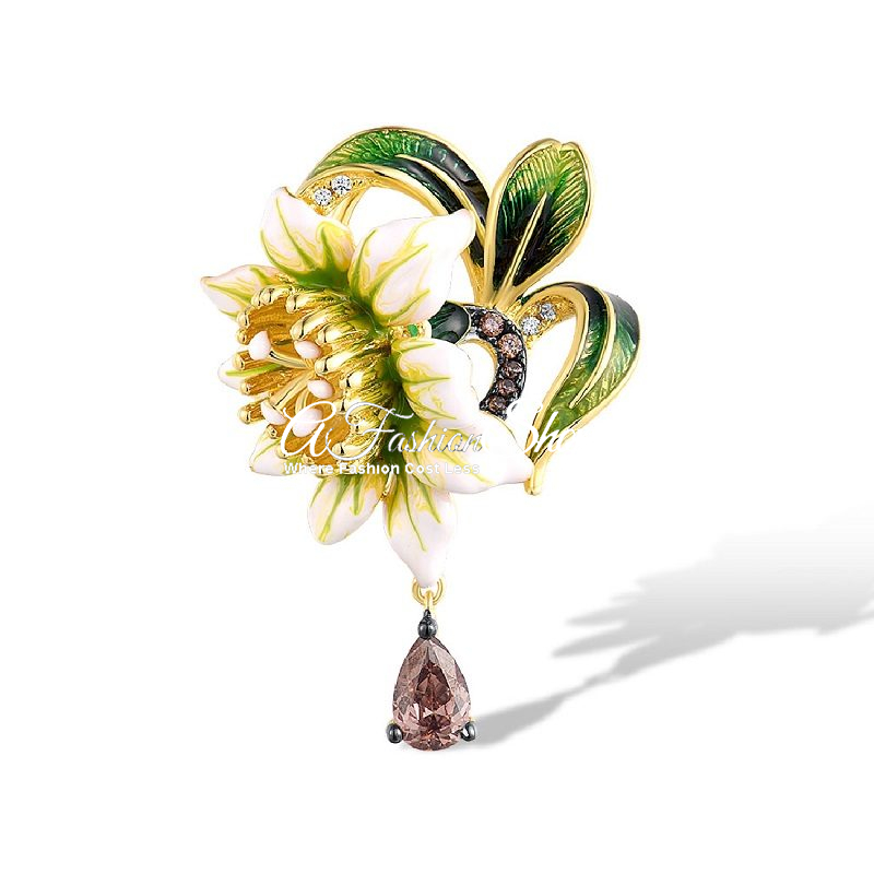 Sunflower CZ Floral Pendant No Chain