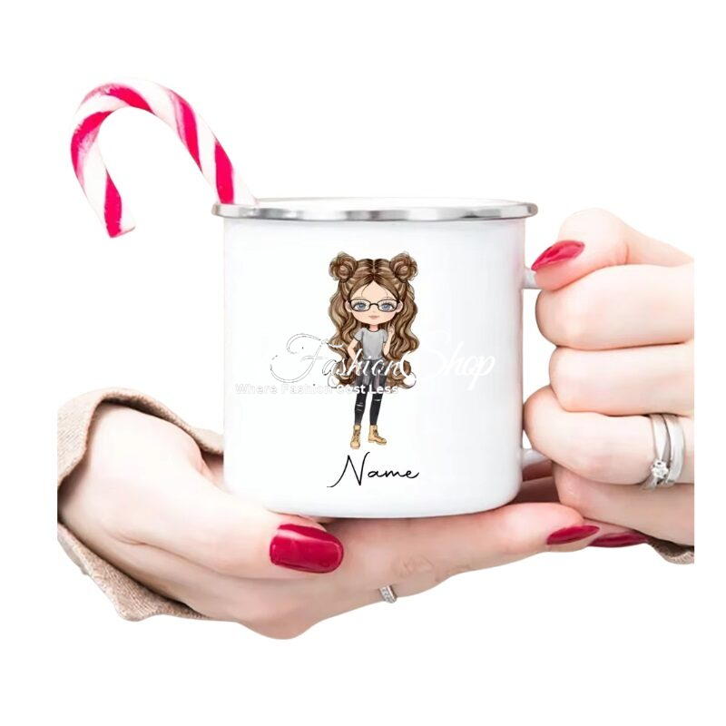Enamel Mug For Girl Evelyn Caricature Series