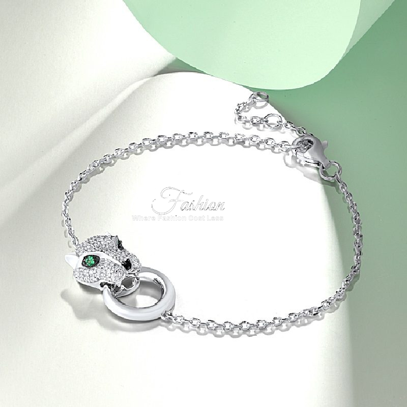 Panther Leopard Sterling Silver Bracelet