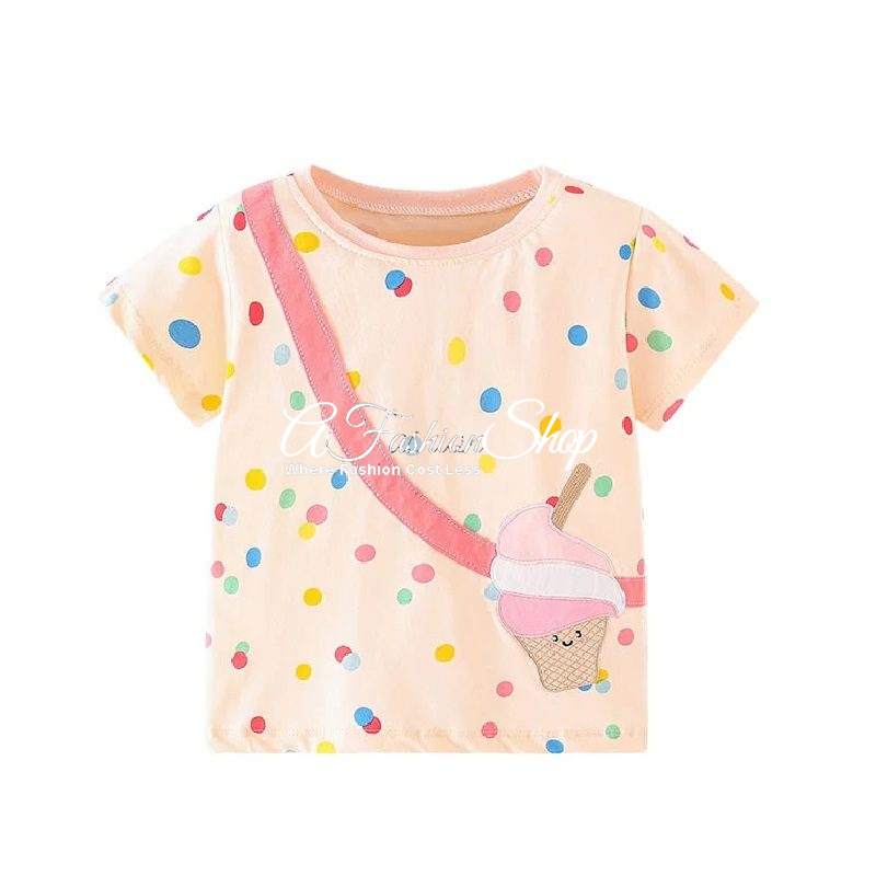 La Rébellion Girl T-Shirt Pink Polkadots
