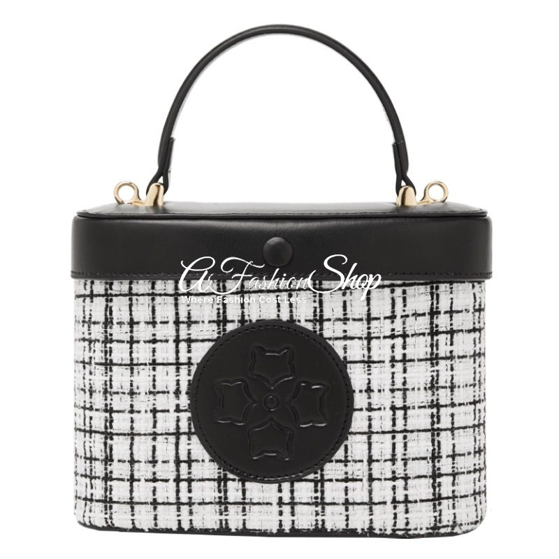 Mini Satchel Houndstooth Black And White