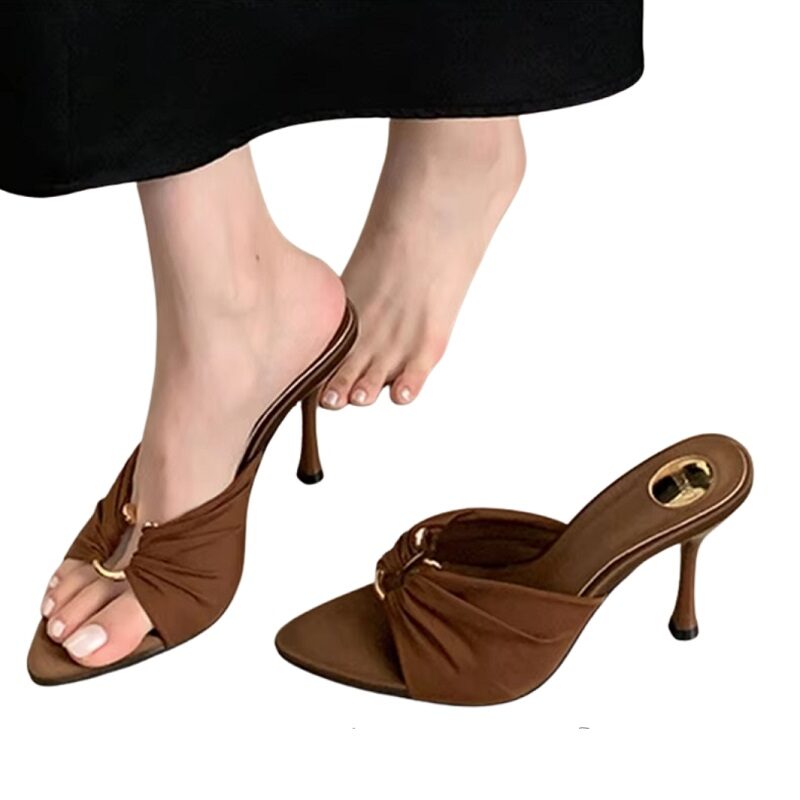 Silk Knot Open-Toe Thin High Heel Sandals