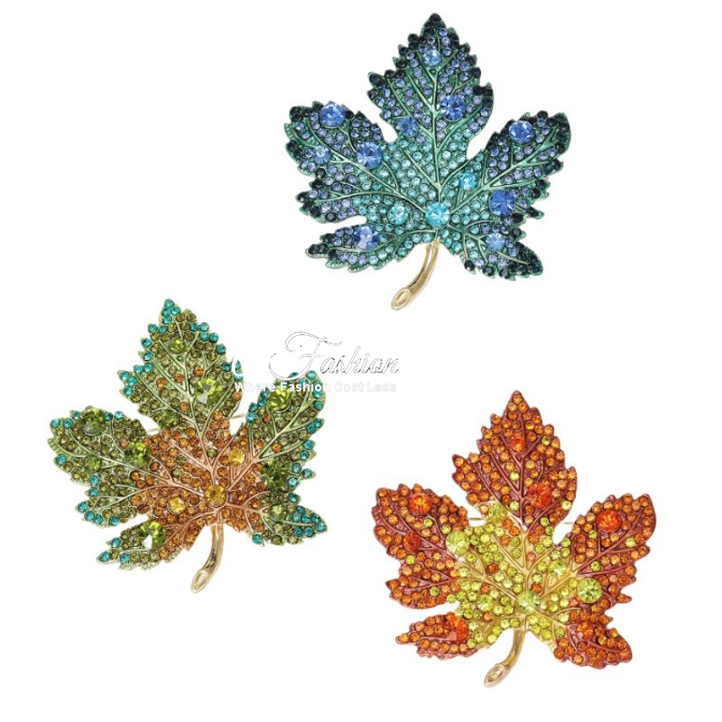 Sparkly Crystals Autumn Petals Brooch