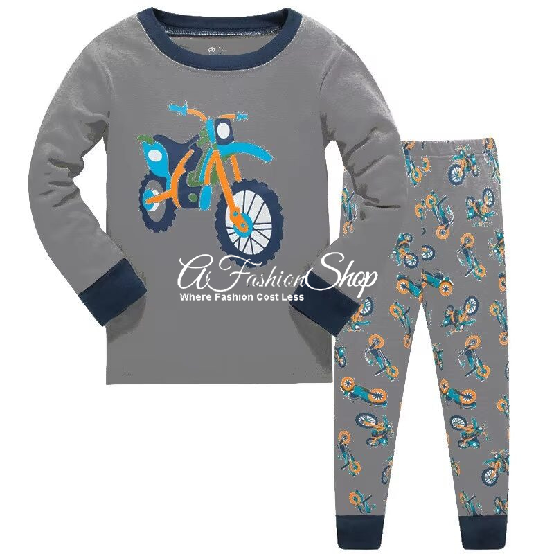 Boys Long Sleeve Pajama Set -Bike