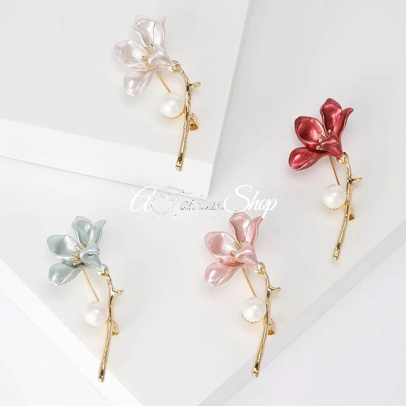 Spring Bloom Magnolia Colorful Brooch