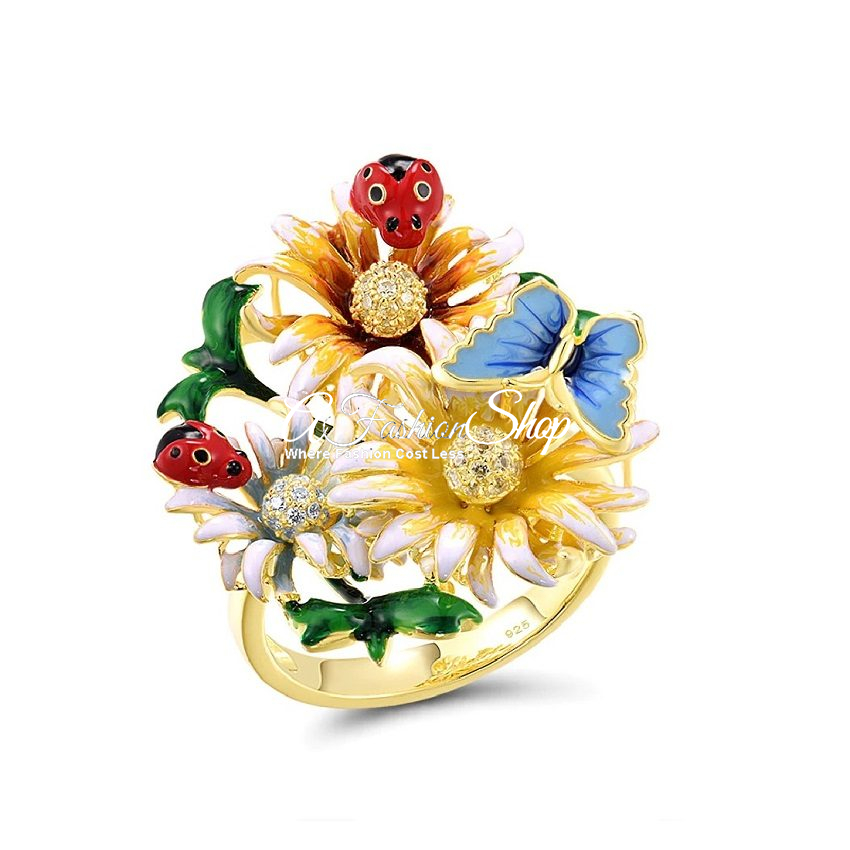 Le Jardin Ring Handmade Enamel