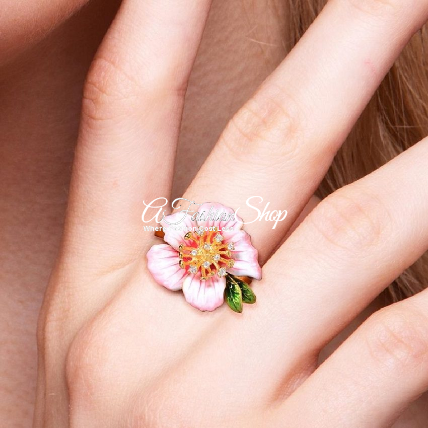 Blooming Floral Handmade Enamel Ring