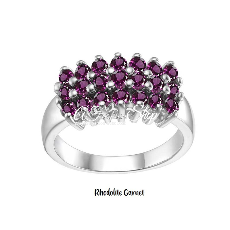 Gemstone Band Trinity Ring June/Rhodolite