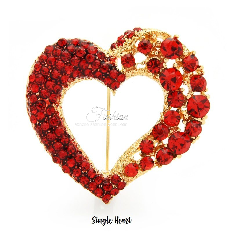 Red Heart Brooch For Scarves
