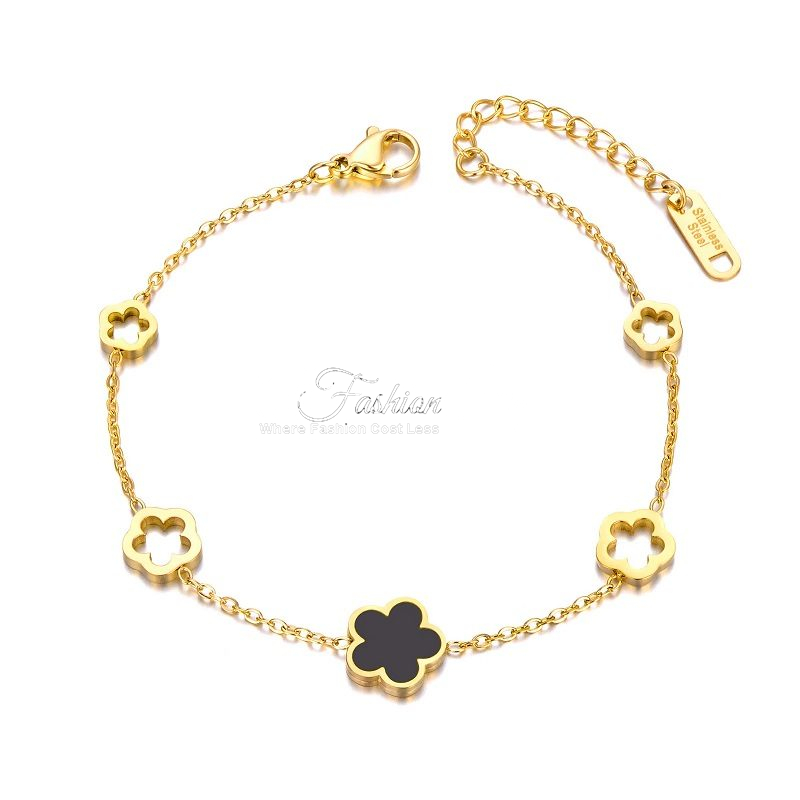 Five Petals Charm Gold Color Bracelet