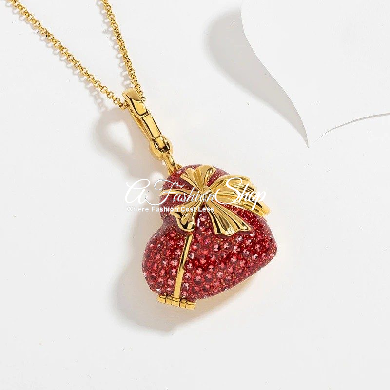 Big Heart Charm Pendant 18K Gold Plated Necklace