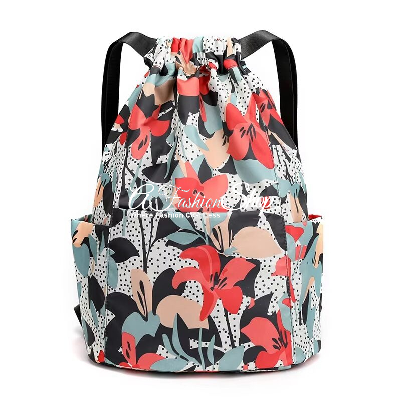 Nylon Backpack Flower Pattern Anti-Theft Zipper