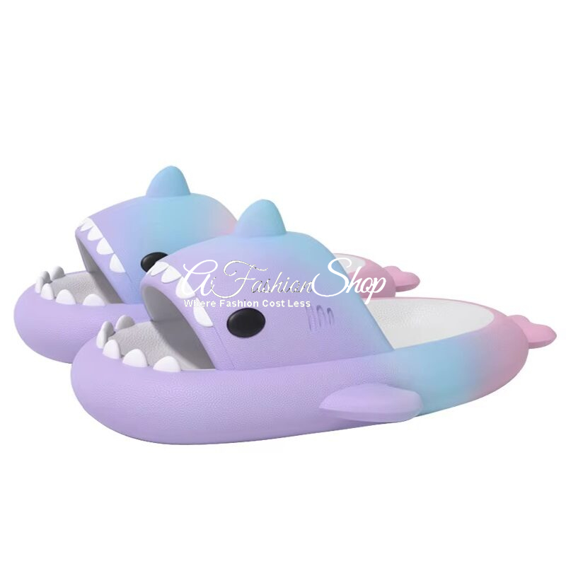 Shark Beach Color Rainbow Sandals Slip-On Purple