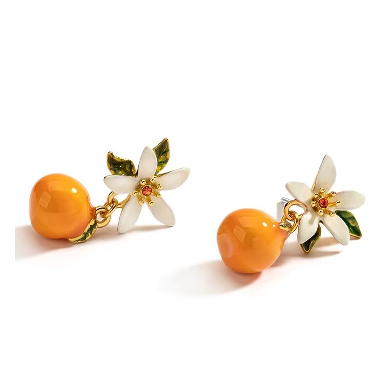 Citrus Blossom Enamel Drop Earrings