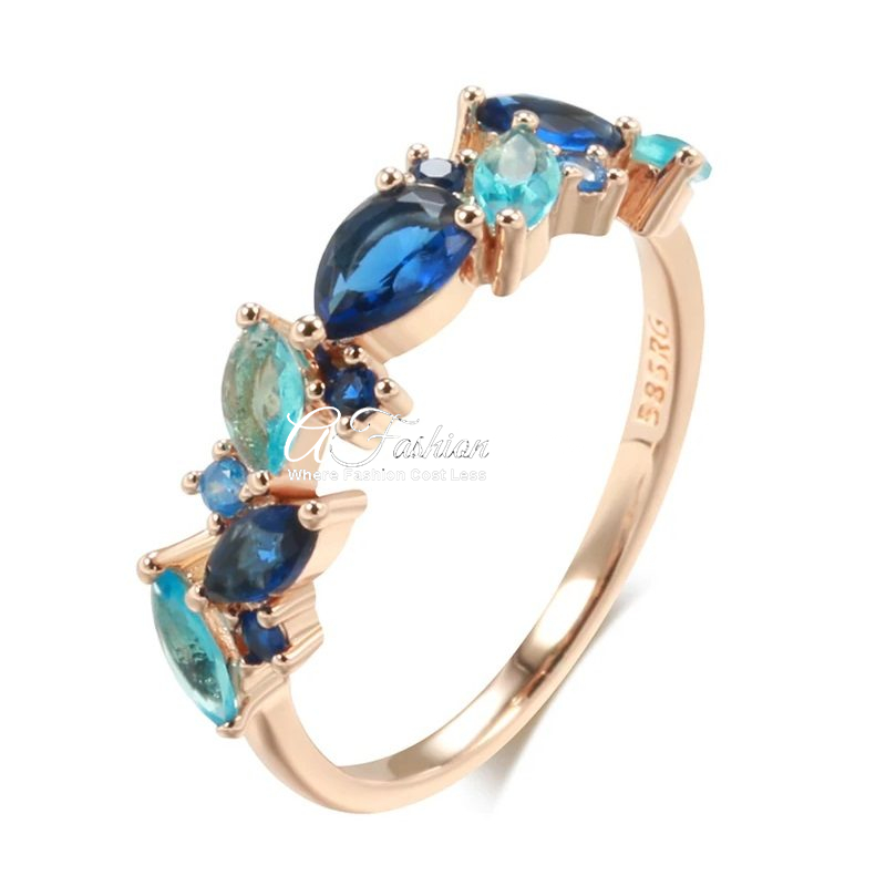 Blue Birthstone Ring Natural Zircon