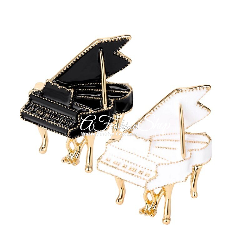 Sound of Music Black Gold Piano Brooch