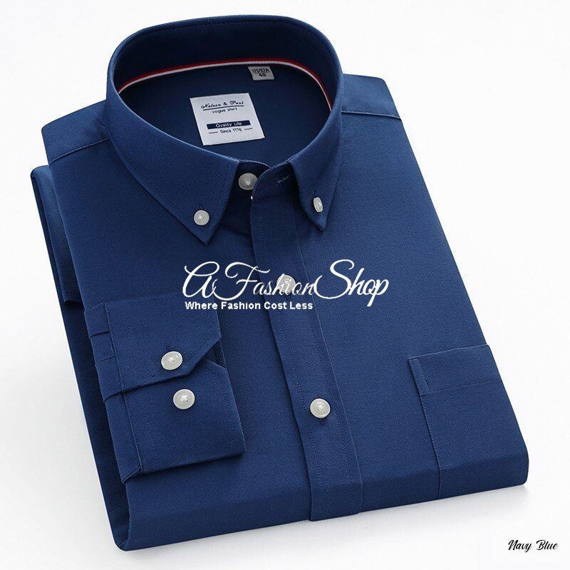 Slim Fit Business Shirt With Front Pocket Blue