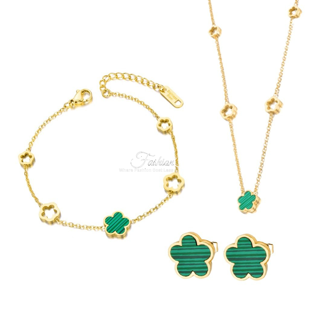 Five Petals Happiness Jewelry Gold Set Bracelet