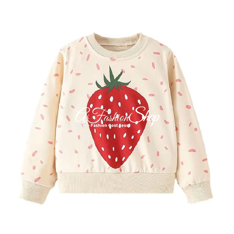 Girl Strawberry Charm Long Sleeve Sweater