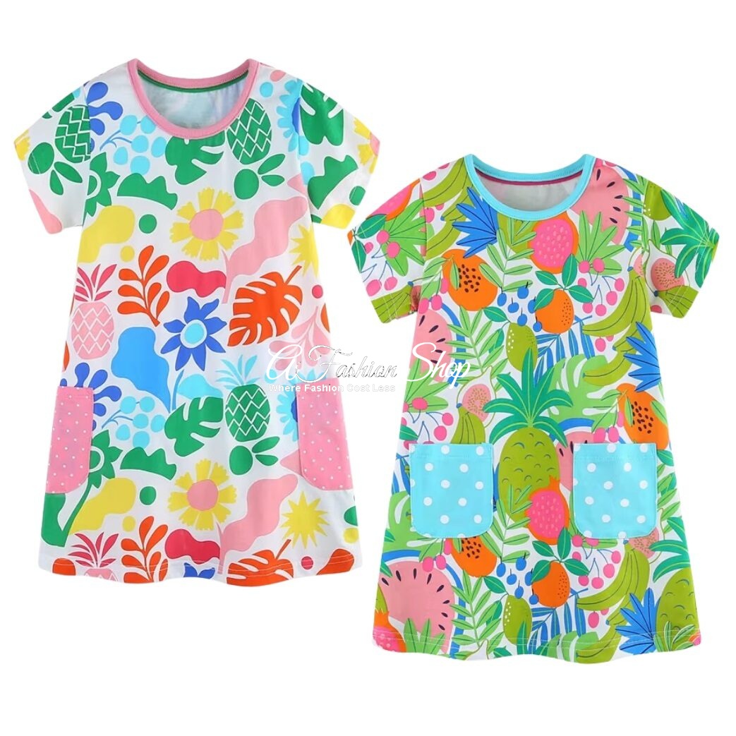 Girl’s Happy Day Floral Short Dress Pink