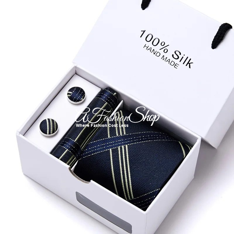 Men Black Plaid Silk Jacquard Tie