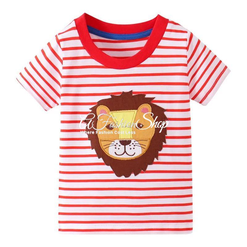 Red and White Striped T-Shirt Lion