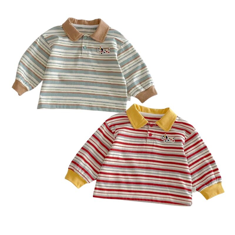 Baby Polo Red Green Striped Cotton