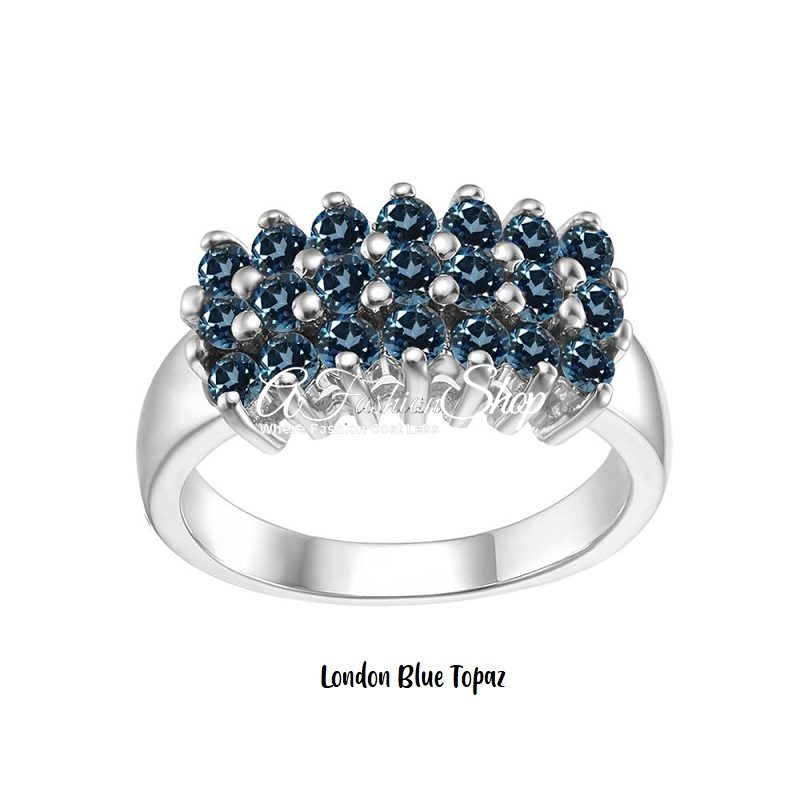 Glamourous Pave Ring Blue Topaz For December