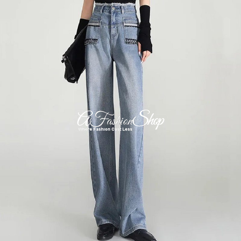 Women Fashionable Denim Sustainable Jeans With Sequins