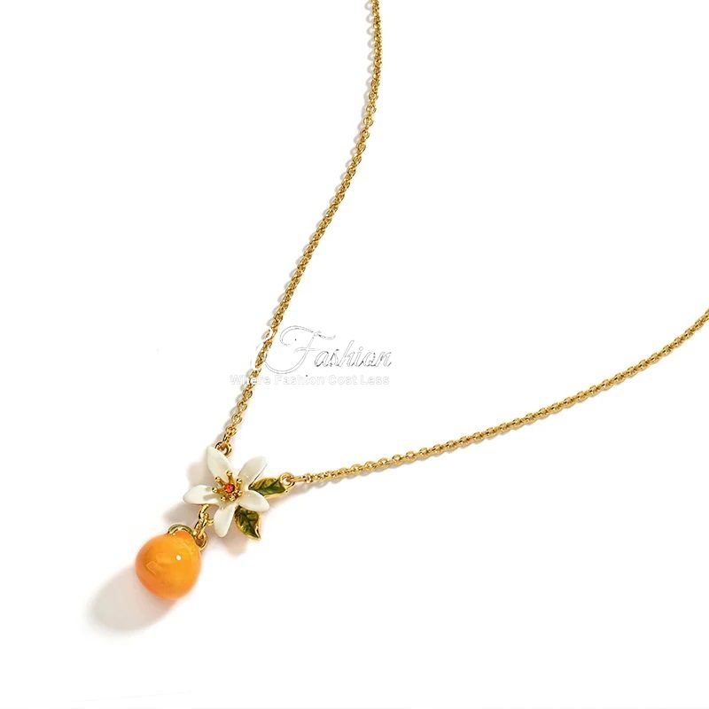 French Couture Necklace+Pendant Orange Blossom