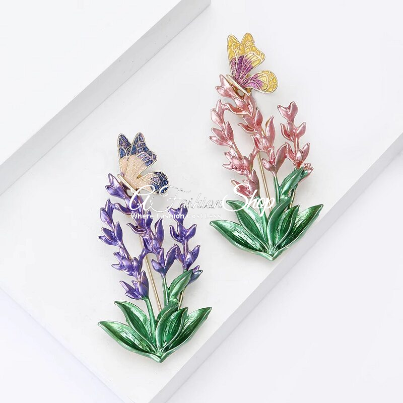 Pretty Lavender Enamel Pin Brooch