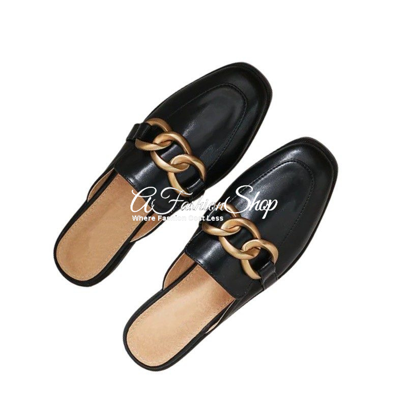 Women’s Fortunate Gold Chain Mule Black