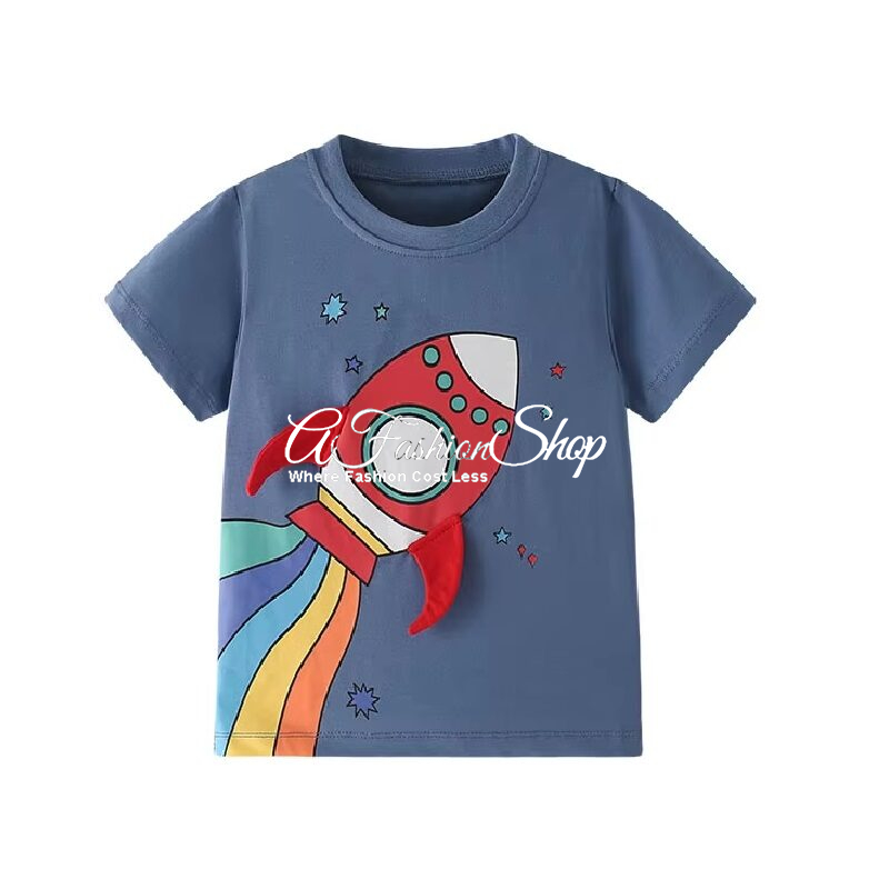 Kid Cotton Graphic T-Shirt – Rocketship