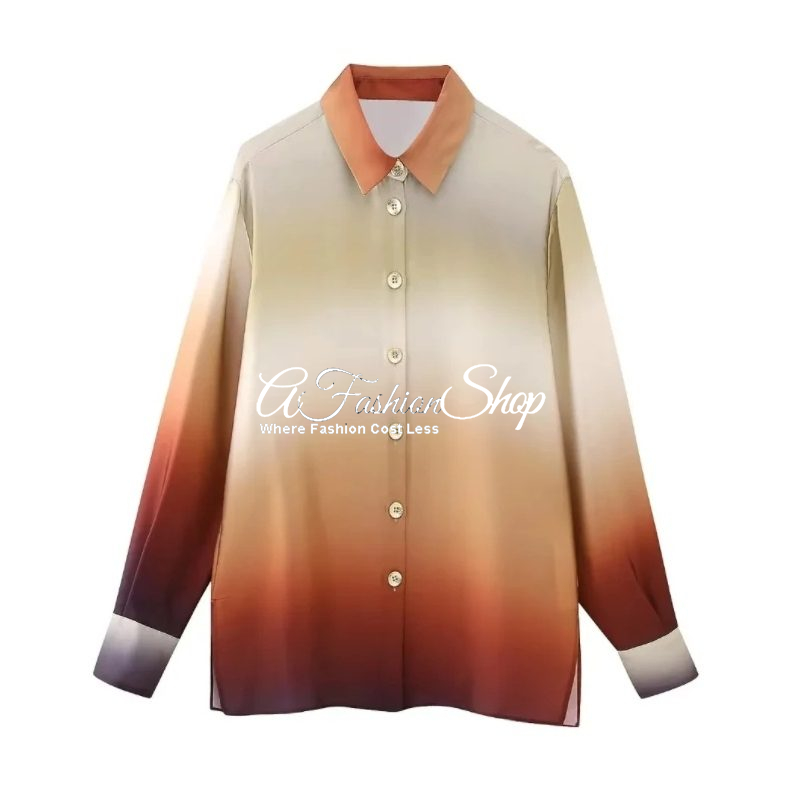 Floral Green Ombre Button-Up Shirt