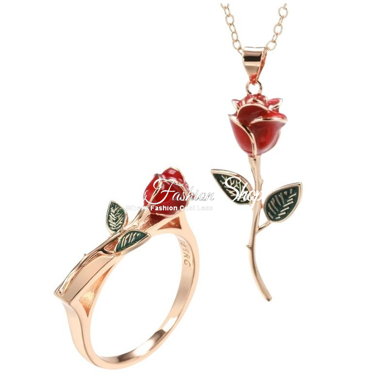 Mother’s Day Red Rose Color Jewelry Set