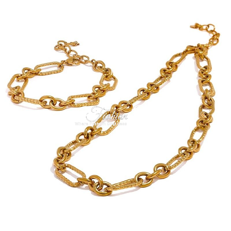 Dazzler Chunky Chain Gold Set Necklace