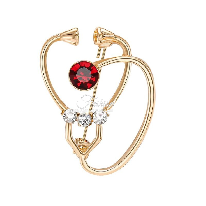 Icon Enamel Stethoscope Doc Crystal Brooch